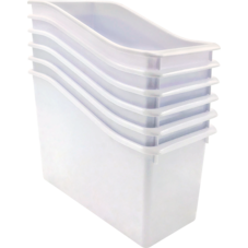 White Plastic Book Bin 6 Pack