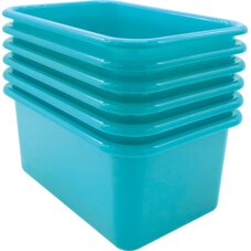 Teal Small Plastic Storage Bin 6 Pack