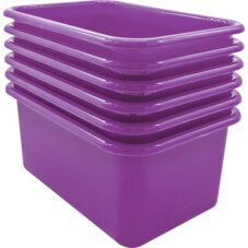 Purple Small Plastic Storage Bin 6 Pack