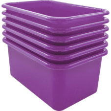 Purple Small Plastic Storage Bin 6 Pack