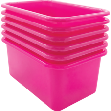 Pink Small Plastic Storage Bin 6 Pack