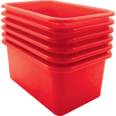 Red Small Plastic Storage Bin 6 Pack