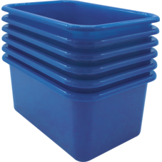 Blue Small Plastic Storage Bin 6 Pack