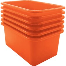 Orange Small Plastic Storage Bin 6 Pack