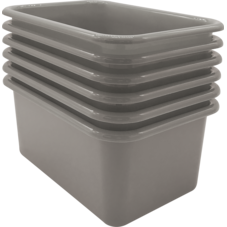 Gray Small Plastic Storage Bin 6 Pack