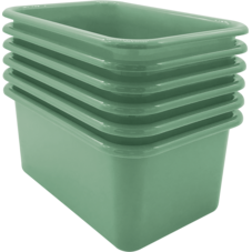 Eucalyptus Green Small Plastic Storage Bin 6 Pack