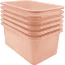 Blush Small Plastic Storage Bin 6 Pack