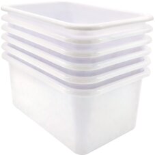 White Small Plastic Storage Bin 6 Pack