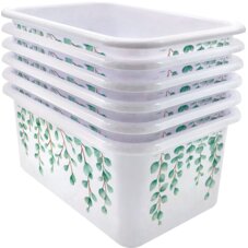 Eucalyptus Small Plastic Storage Bin 6 Pack