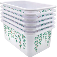 Eucalyptus Small Plastic Storage Bin 6 Pack