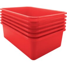 Red Large Plastic Storage Bin 6 Pack