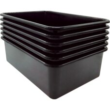 Black Large Plastic Storage Bin 6 Pack