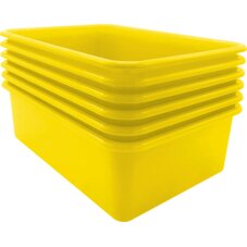 Yellow Large Plastic Storage Bin 6 Pack