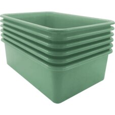 Eucalyptus Green Large Plastic Storage Bin 6 Pack