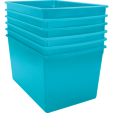 Teal Plastic Multi-Purpose Bin 6 Pack