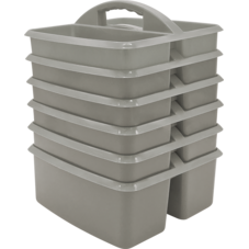 Gray Plastic Storage Caddy 6 Pack