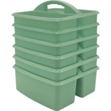 Eucalyptus Green Plastic Storage Caddy 6 Pack