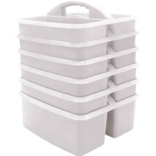 White Plastic Storage Caddy 6 Pack