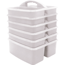 White Plastic Storage Caddy 6 Pack