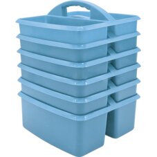 Light Blue Plastic Storage Caddy 6 Pack