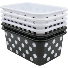 Black and White Design Small Plastic Storage Bins Set of 6