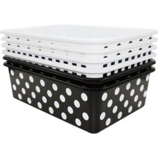 Black and White Design Large Plastic Storage Bins Set of 6