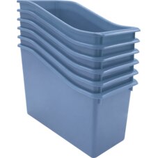 Slate Blue Plastic Book Bin 6-Pack