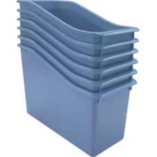 Slate Blue Plastic Book Bin 6-Pack