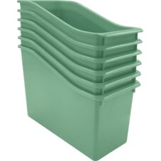 Eucalyptus Green Plastic Book Bin 6-Pack