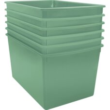 Eucalyptus Green Plastic Multi-Purpose Bin 6-Pack