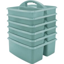 Calming Blue Plastic Storage Caddy 6-Pack