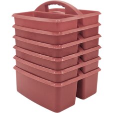 Deep Rose Plastic Storage Caddy 6-Pack