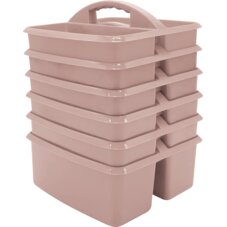 Light Mauve Plastic Storage Caddy 6-Pack