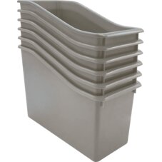 Gray Plastic Book Bin 6-Pack