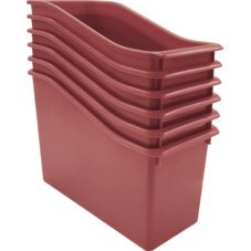 Deep Rose Plastic Book Bin 6-Pack