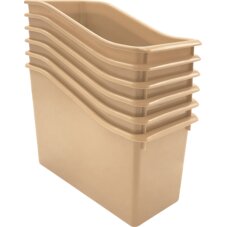 Light Brown Plastic Book Bin 6-Pack