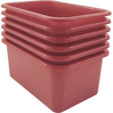 Deep Rose Small Plastic Storage Bin 6-Pack