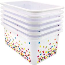 Confetti Small Plastic Storage Bins 6-Pack