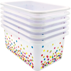 Confetti Small Plastic Storage Bins 6-Pack