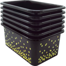 Black Confetti Small Plastic Storage Bins 6-Pack