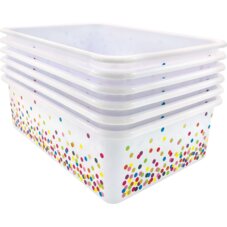 Confetti Large Plastic Storage Bins 6-Pack