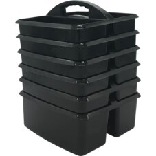 Black Plastic Storage Caddies 6-Pack