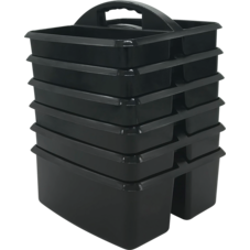 Black Plastic Storage Caddies 6-Pack