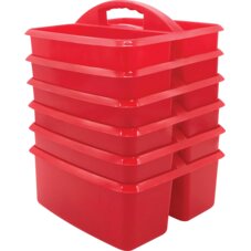 Red Plastic Storage Caddies 6-Pack