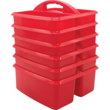 Red Plastic Storage Caddies 6-Pack