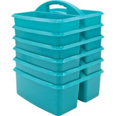 Teal Plastic Storage Caddies 6-Pack