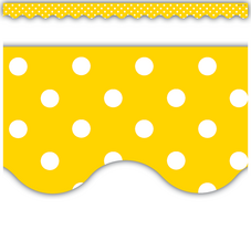 Yellow Polka Dots Scalloped Border Trim