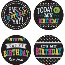 Chalkboard Brights Happy Birthday Wear 'Em Badges