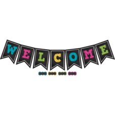 Chalkboard Brights Pennants Welcome Bulletin Board Display Set