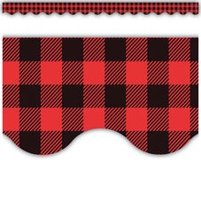 Red and Black Gingham Scalloped Border Trim